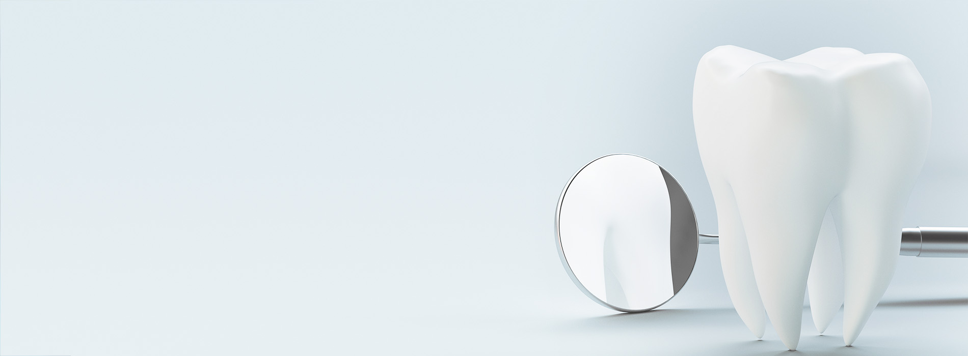 A digital illustration featuring a dental mirror with an image of a tooth inside it, placed next to a real toothbrush on a clean surface, with a focus on oral hygiene.